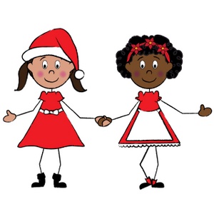 acclaim clipart: two little gils dressed up for christmas